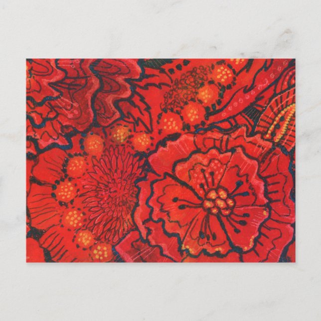 Rote Blume, zarte Blume Abstrakte Blumenkunst Postkarte (Vorderseite)