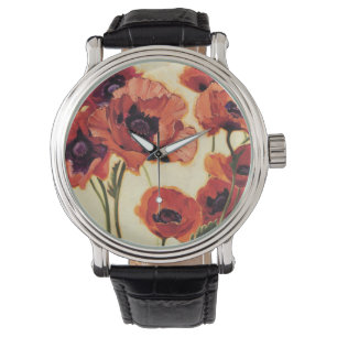 Rote Blumen Armbanduhr