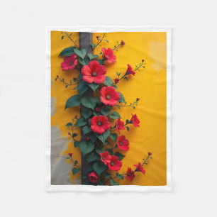 Rote Blumen auf gelber Decke