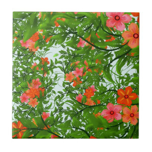 Rote Blumen auf Grün Fliese