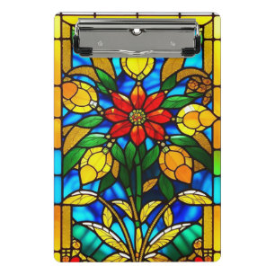 Rote Blumen Elegante Glasmalerei Mini Klemmbrett