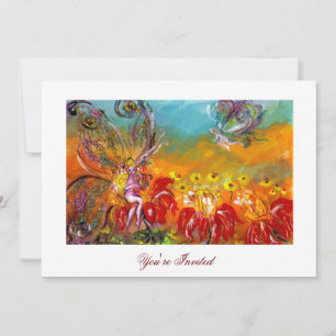 ROTE BLUMEN-FEE Florale Fantasie Sommerparty Einladung