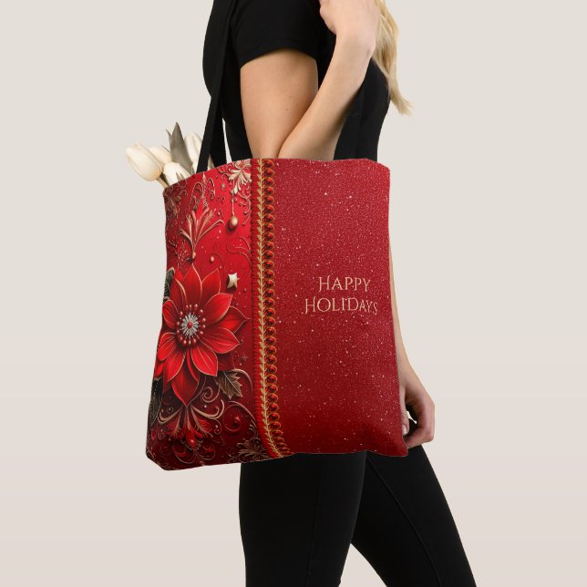 Rote Blumen-Feiertags-Tasche Tasche (Von Nahem)