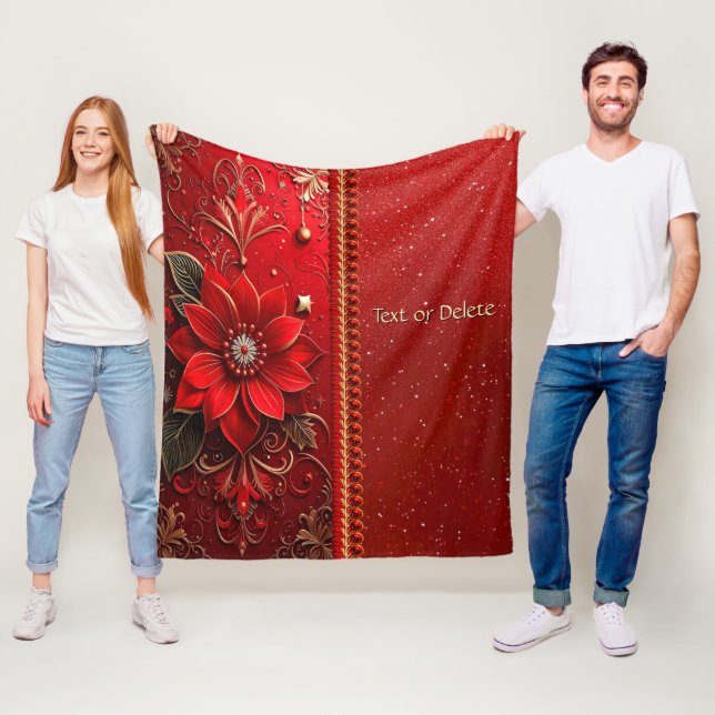 Rote Blumen-Fleece-Decke Fleecedecke (Beispiel)