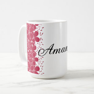 Rote Blumen Gänseblümchen auf weißem Hintergrund Kaffeetasse