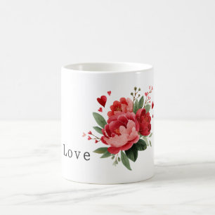 Rote Blumen Herzen Valentinstag Kaffeetasse