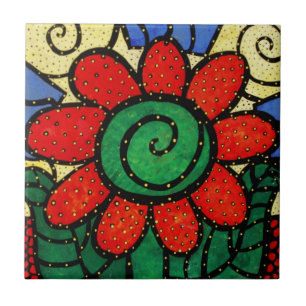 Rote Blumen-Keramik-Fliese Fliese