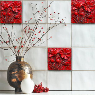 Rote Blumen Keramikfliese