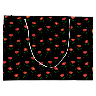 Rote Blumen Mohn Geschenktasche Große Geschenktüte