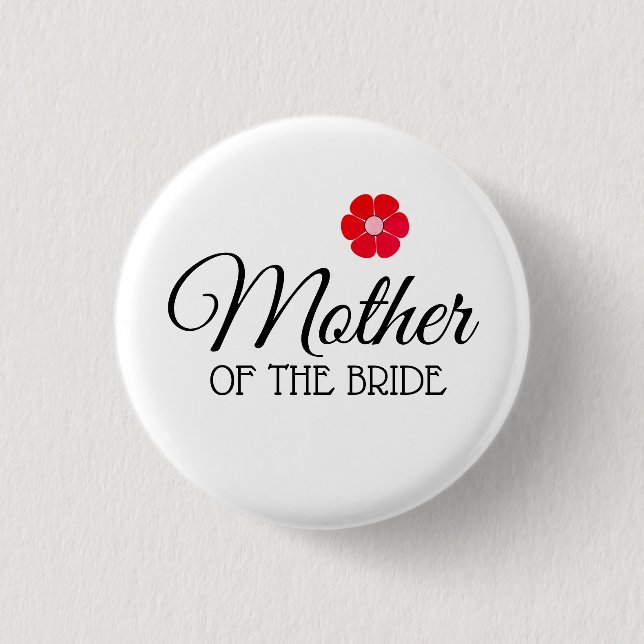 Rote Blumen-Mutter der Braut-Knopf-Abzeichen Button (Vorderseite)