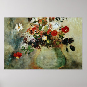 Rote Blumen, Odilon Redon Blumen Poster
