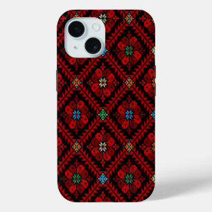 Rote Blumen Palästina Stickerei tatreez Muster iPhone 15 Hülle