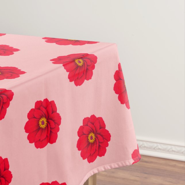 Rote Blumen-Tischdecke mit nahtlosem Muster Tischdecke (Beispiel)