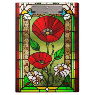Rote Blumen-Vitrage-Kunst Klemmbrett