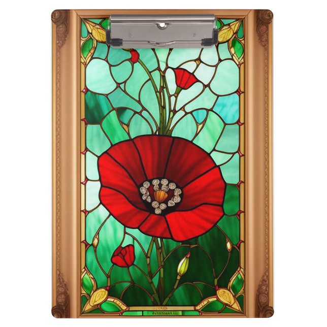 Rote Blumen-Vitrage-Kunst Klemmbrett (Vorderseite)