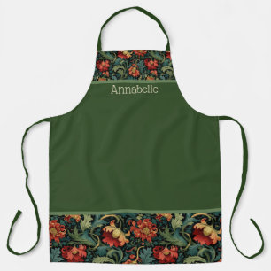 Rote Blumen William Morris Druck personalisieren Schürze