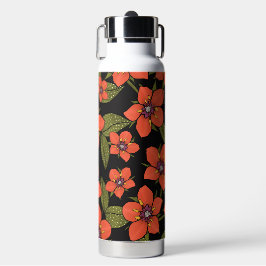 Rote Blumenaquarellmalerei Trinkflasche