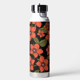 Rote Blumenaquarellmalerei Trinkflasche