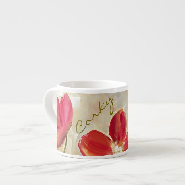 Rote Blumenespresso-Schalen Espressotasse (Vorderseite Links)