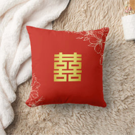 Rote Blumenschrift Chinesische Hochzeitszeremonie Kissen