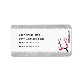 Rote Blüte "Geschenk des Lebens" Adressaufkleber