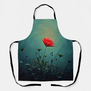 Rote Blüte im dunklen Nebel Design Schürze