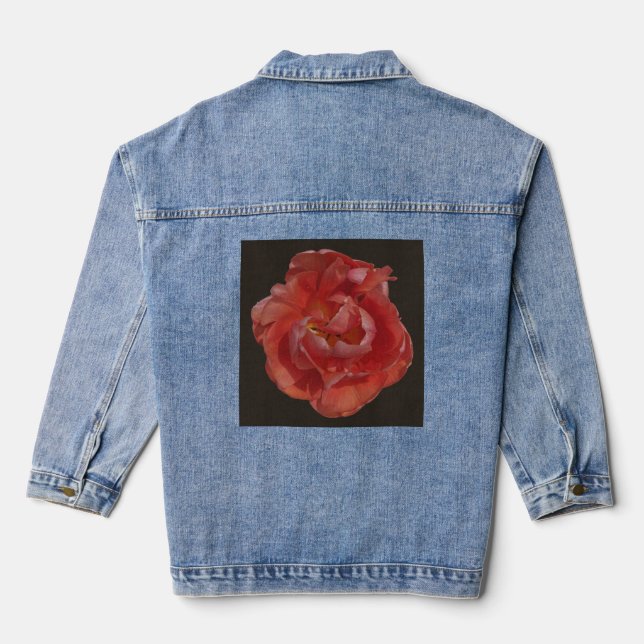 rote Blüte  Jeansjacke (Rückseite)