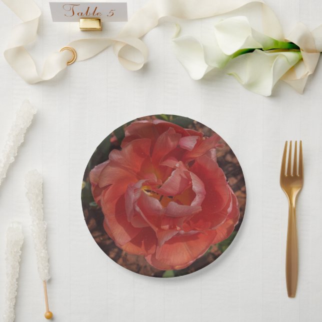 rote Blüte  Pappteller (Hochzeit)