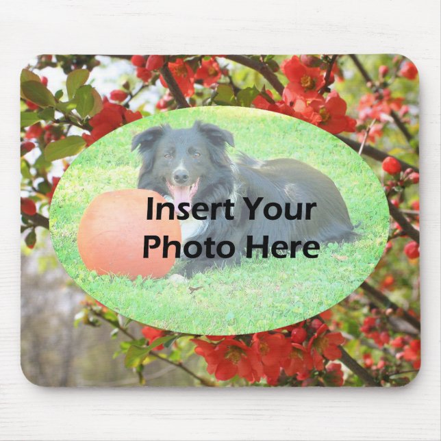 Rote Blüten Blumenrahmen für Fotos Mousepad (Vorne)