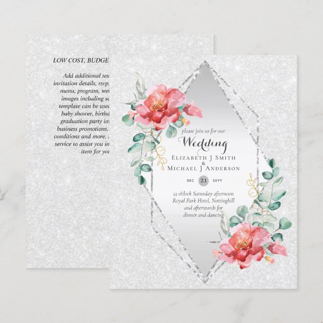 Rote Blütenblüte Hochzeit mit Low Budget Glitzer (Vorne/Hinten)