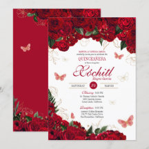 Rote Blütenschmetterling Elegantes Quinceanera