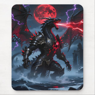 Rote Blutmond-Schwarzdrachen-Fantasy-Gaming Mousepad