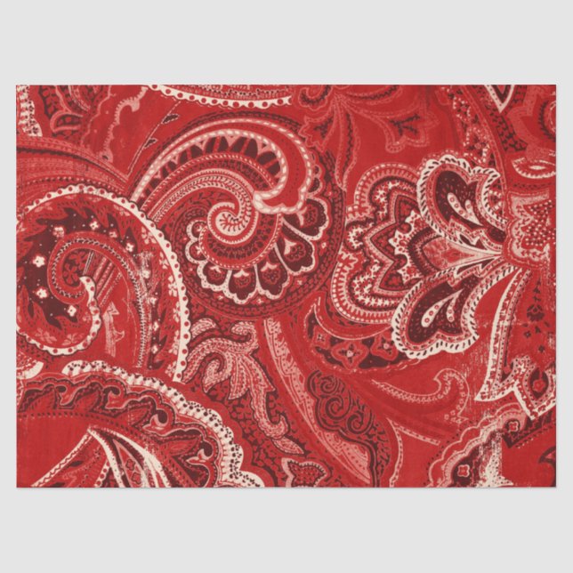 Rote Boho schicke Retro Hippie-Paisley-Bandanna Seidenpapier (Vorderseite)