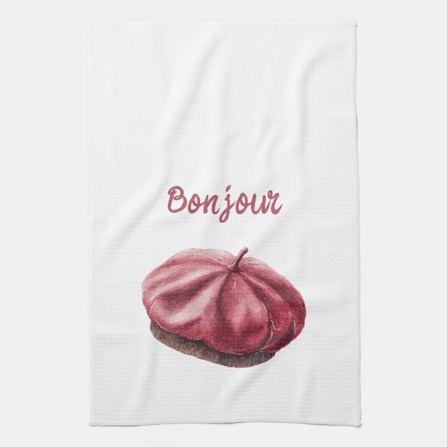 Rote Bonjour-Mütze Geschirrtuch (Vertikal)