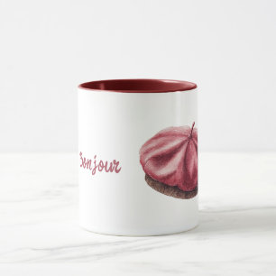 Rote Bonjour-Mütze Tasse