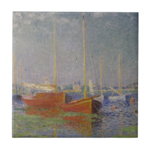 Rote Boote in Argenteuil von Claude Monet Fliese