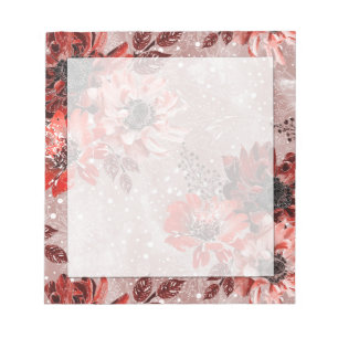 Rote, bordeauxrote Blume. Notizblock