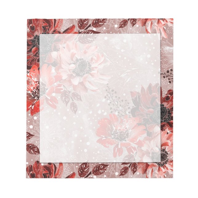 Rote, bordeauxrote Blume. Notizblock (Vorderseite)