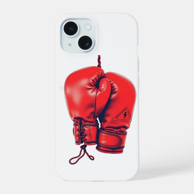 Rote Boxhandschuhe iPhone 15 Hülle (Rückseite)