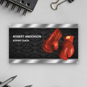 Rote Boxhandschuhe Professioneller Boxtrainer Trai Visitenkarte