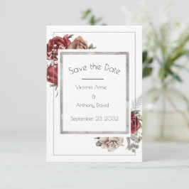 Rote braune Rose Wasserfarben Save The Date