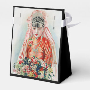 Rote Braut bei chinesischer Hochzeit in Shanghai Geschenkschachtel