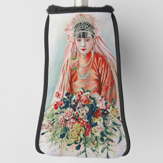 Rote Braut bei chinesischer Hochzeit in Shanghai Golf Headcover (Rotieren 90)