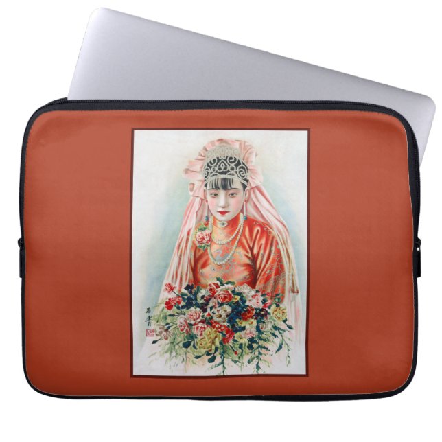 Rote Braut bei chinesischer Hochzeit in Shanghai Laptopschutzhülle (Vorderseite)