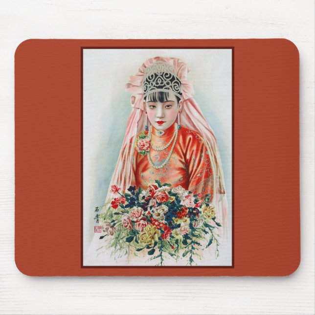 Rote Braut bei chinesischer Hochzeit in Shanghai Mousepad (Vorne)