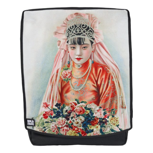 Rote Braut bei chinesischer Hochzeit in Shanghai Rucksack (Vorderseite)