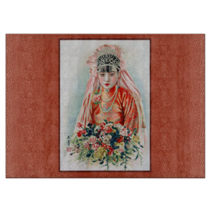 Rote Braut bei chinesischer Hochzeit in Shanghai Schneidebrett