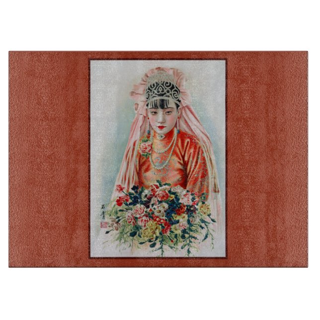 Rote Braut bei chinesischer Hochzeit in Shanghai Schneidebrett (Vorderseite)