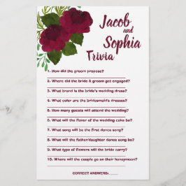 ROTE BRIDE & GROOM TRIVIA DUSCHKARTE FLYER