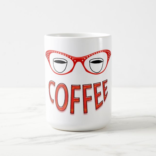 Rote Brille lächelt Kaffee Kaffeetasse (Mittel)